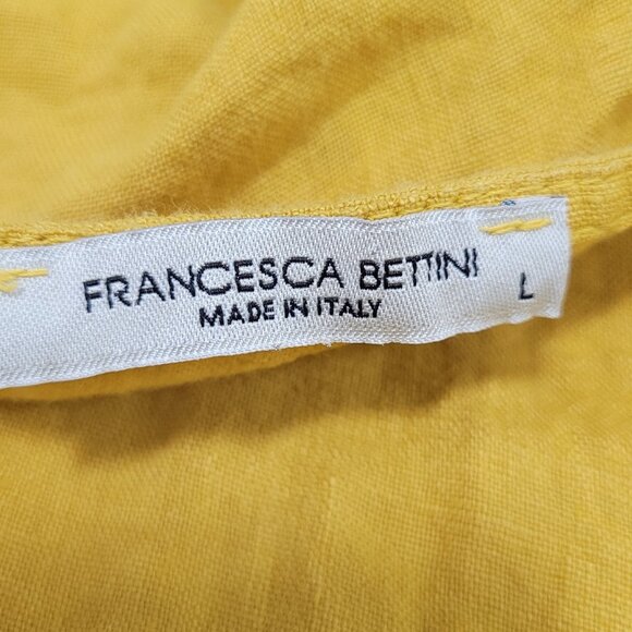 Francesca Bettini Yellow Lightweight Short Sleeve Pockets Top Italy Large L - Picture 3 of 10